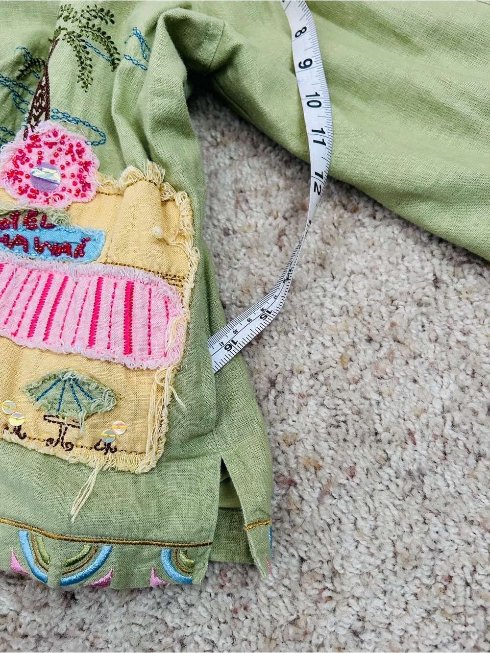Ruby Rd. Vintage Lime Green Linen Blend Jacket with Beachy Embroidery - Picture 13 of 13